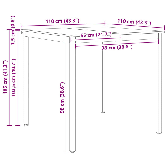 Tavolo da bar Bianco 110 x 55 x 105 cm Pino massello 892806