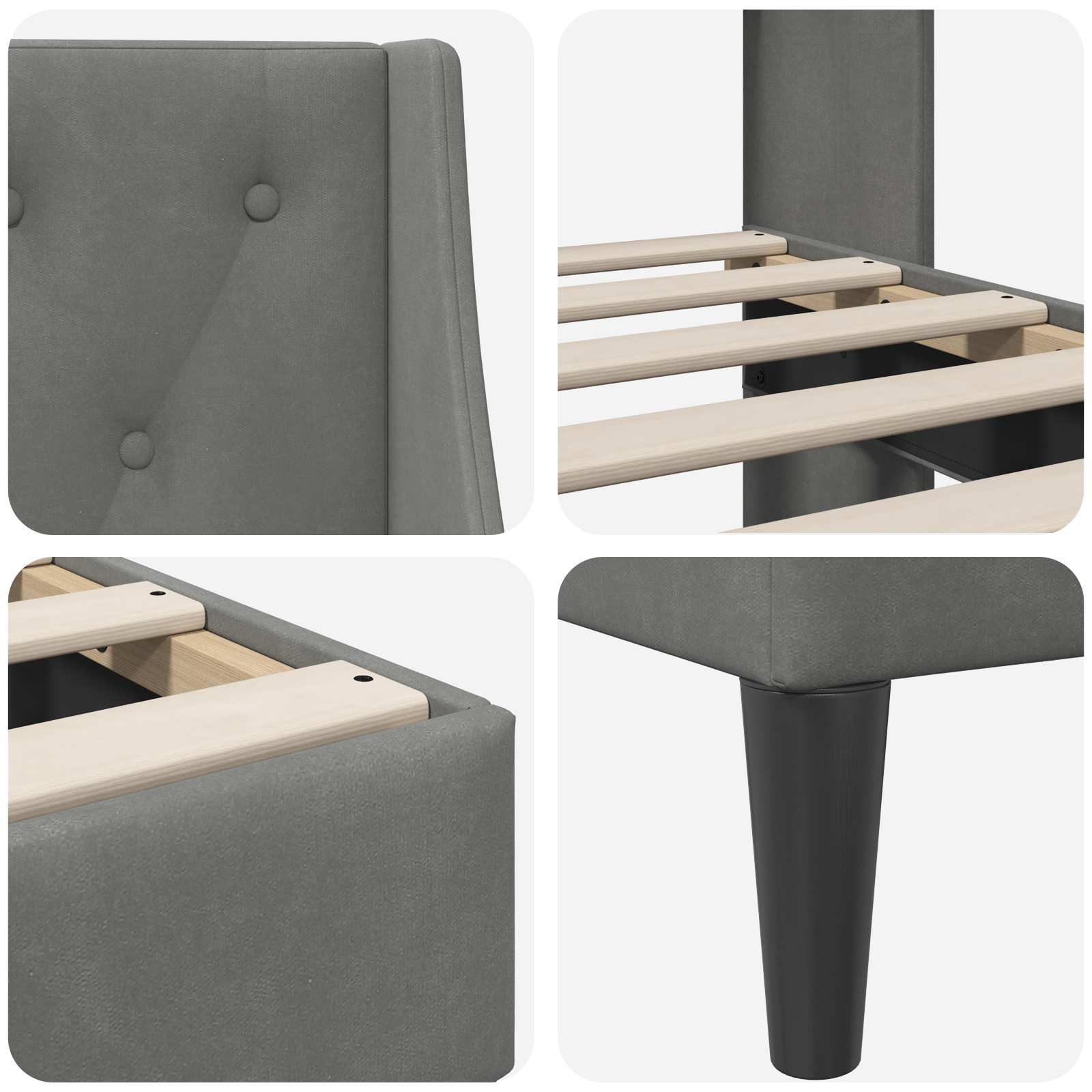 Struttura del letto con testiera Grigio scuro Velluto 3414664