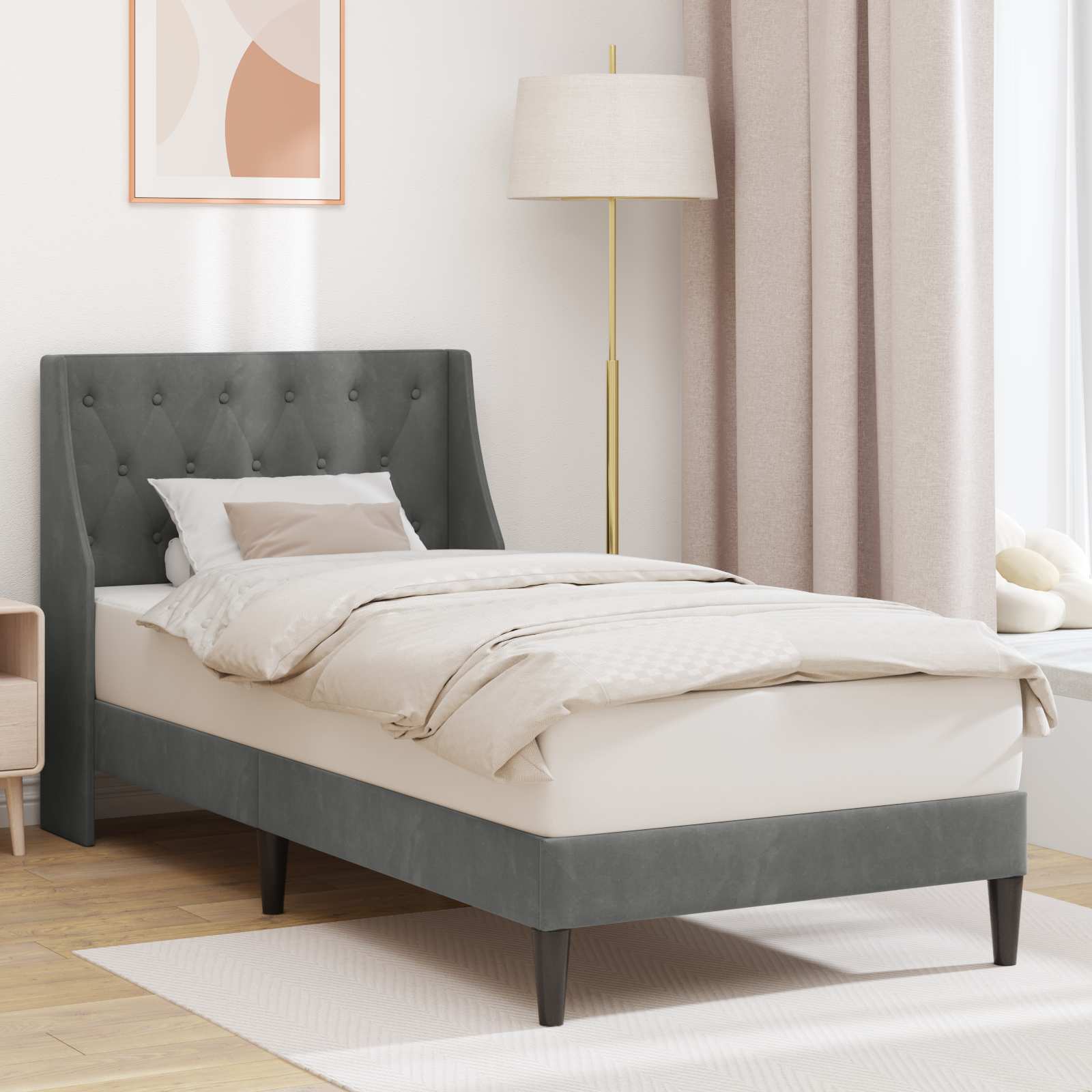 Struttura del letto con testiera Grigio scuro Velluto 3414664