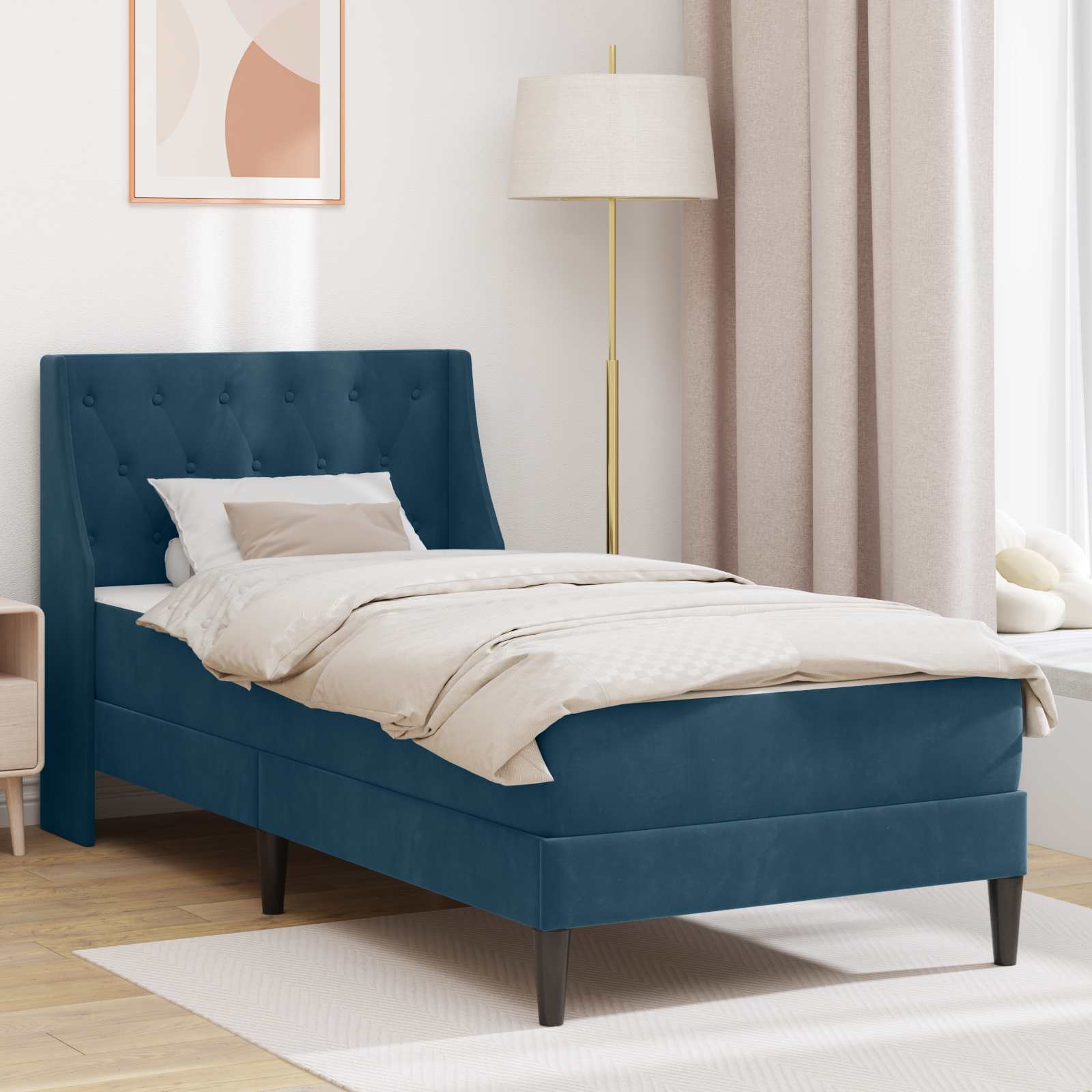 Struttura letto con materasso con testiera 2 pcs Blu Velluto 3414782