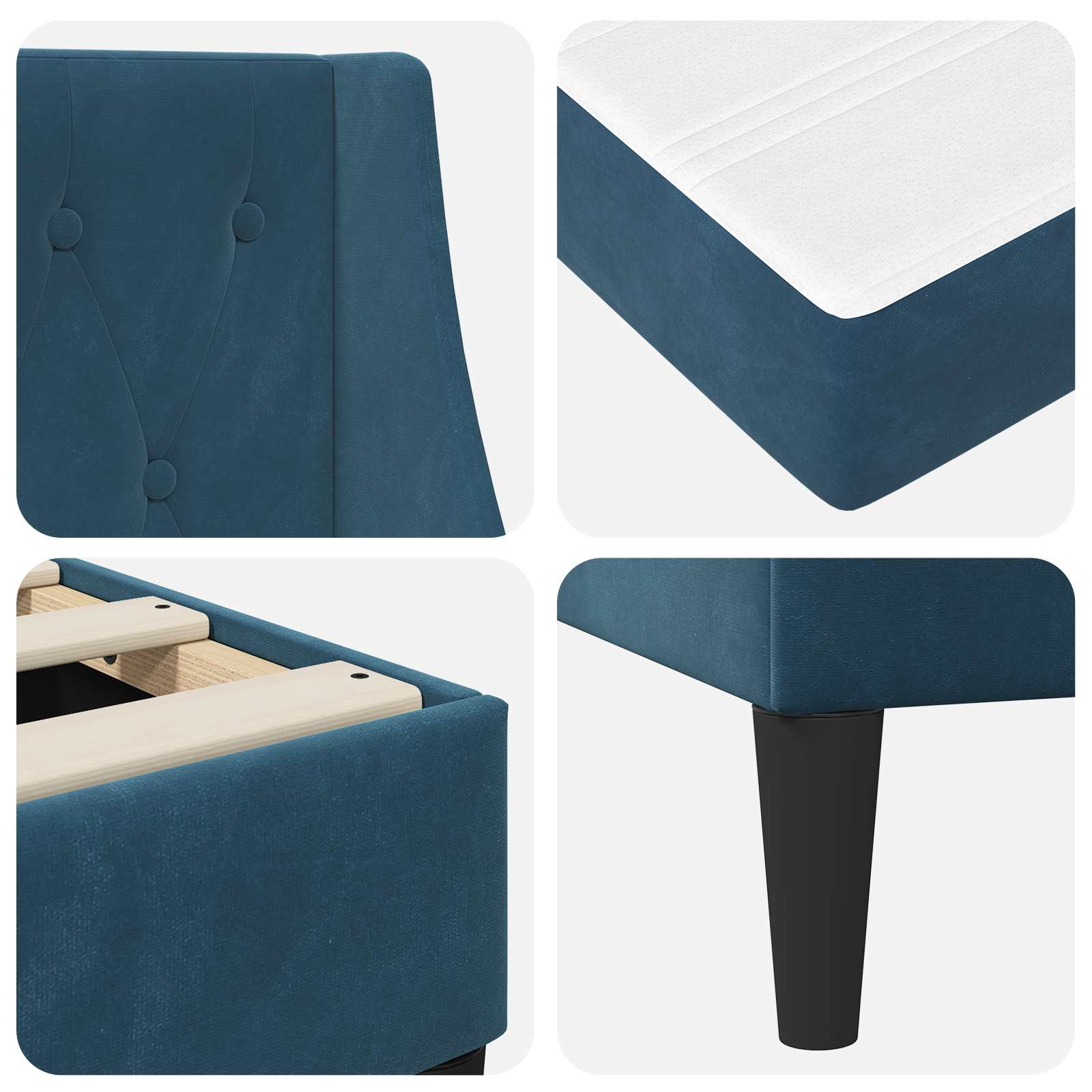 Struttura letto con materasso con testiera 2 pcs Blu Velluto 3414794