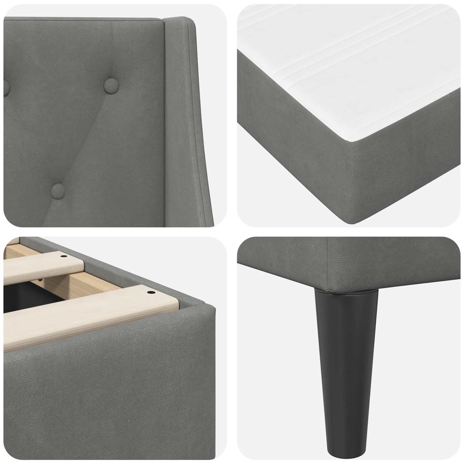 Struttura letto con materasso 2 pcs Grigio scuro Velluto 3414802