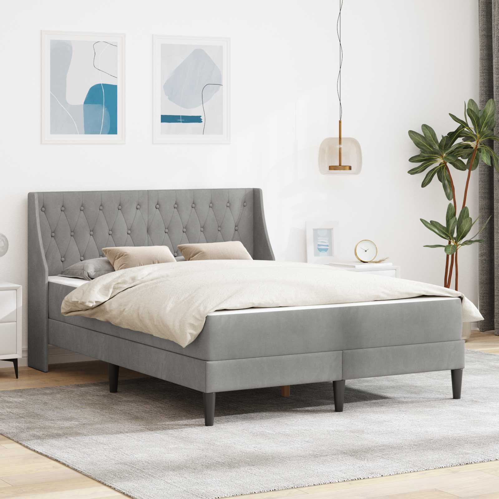 Struttura letto con materasso 2 pcs Grigio chiaro Velluto 3414807