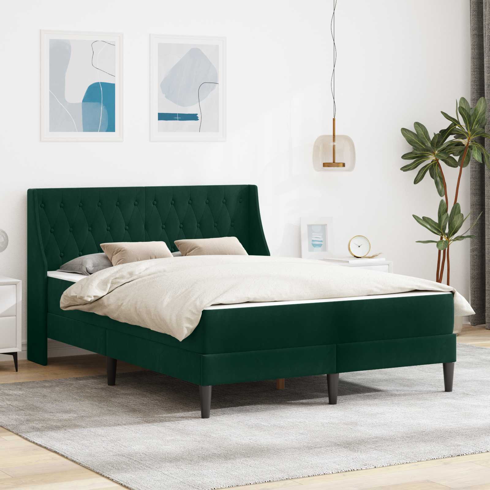 Struttura letto con materasso 2 pcs Verde Scuro Velluto 3414809