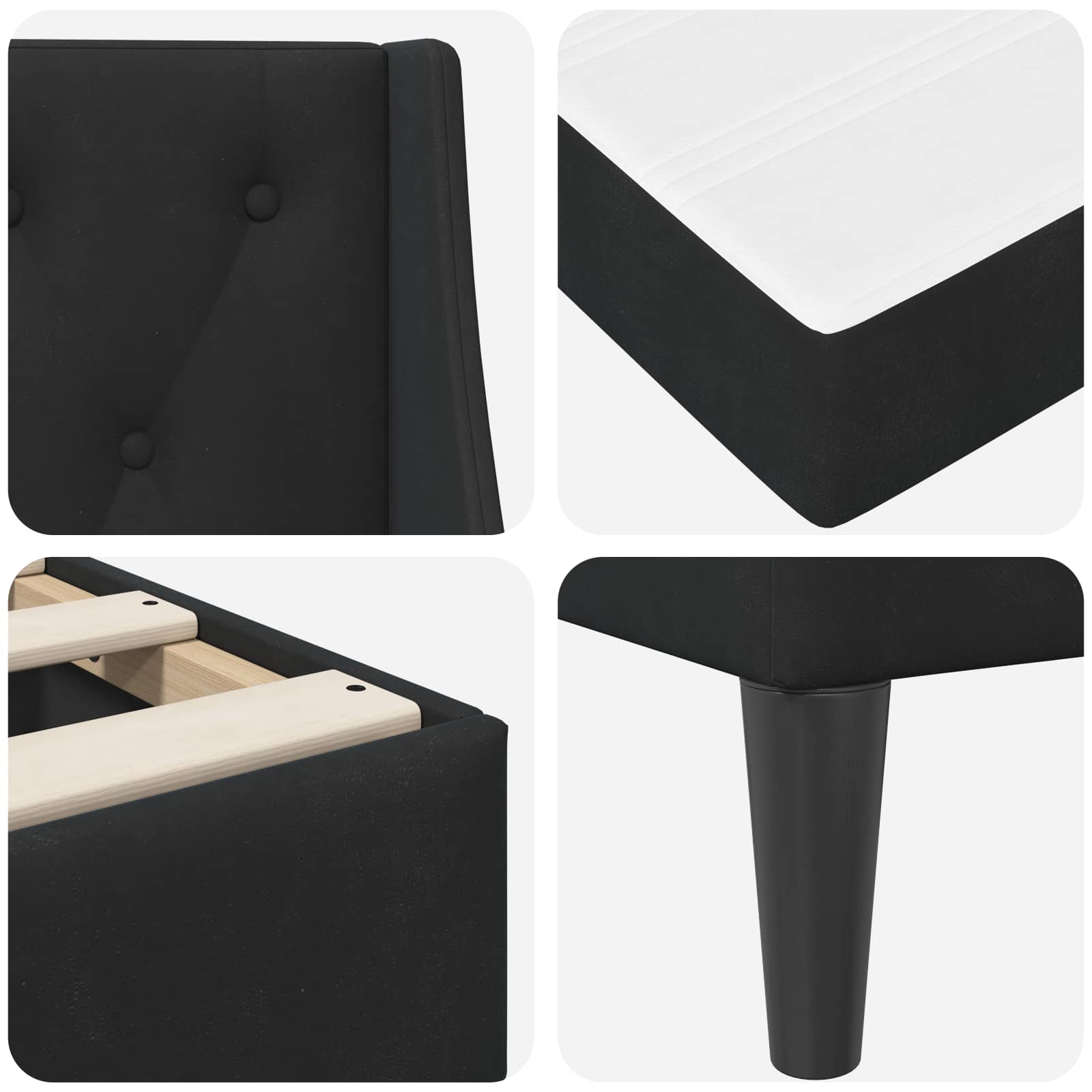Struttura letto con materasso con testiera 2 pcs Nero Velluto 3414811