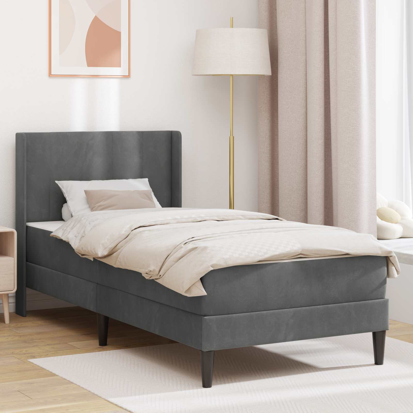 Struttura del letto Grigio scuro 90 x 200 cm Velluto 3414838