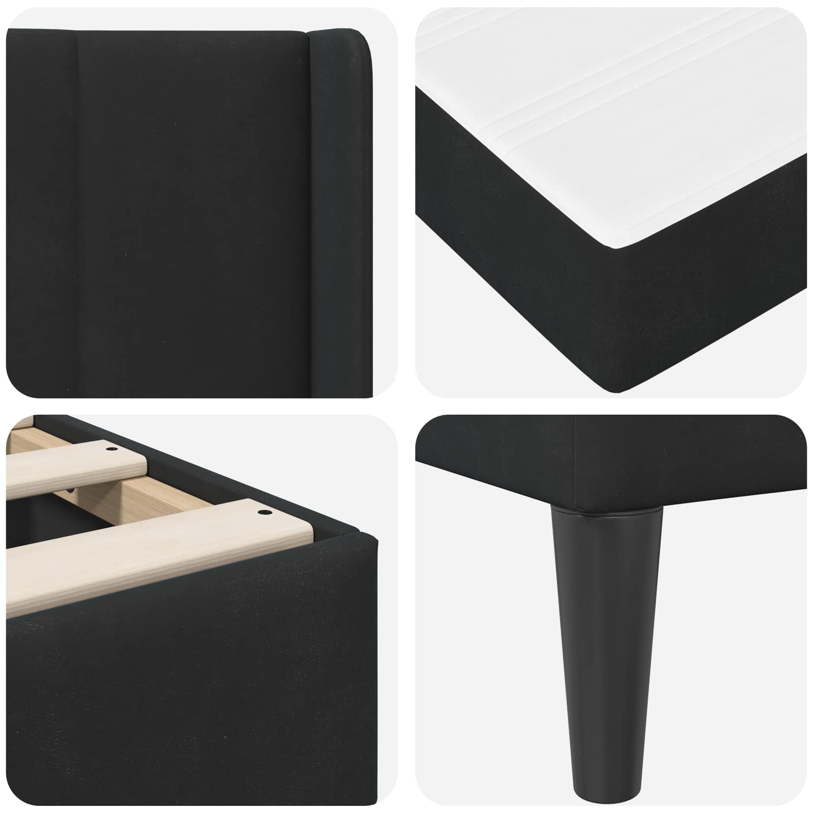 Struttura letto con materasso con testiera 2 pcs Nero Velluto 3414877
