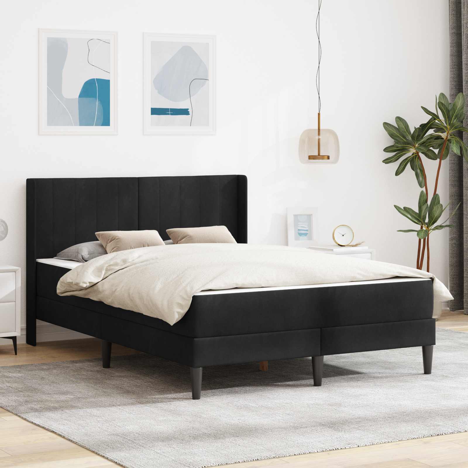 Struttura letto con materasso con testiera 2 pcs Nero Velluto 3414877