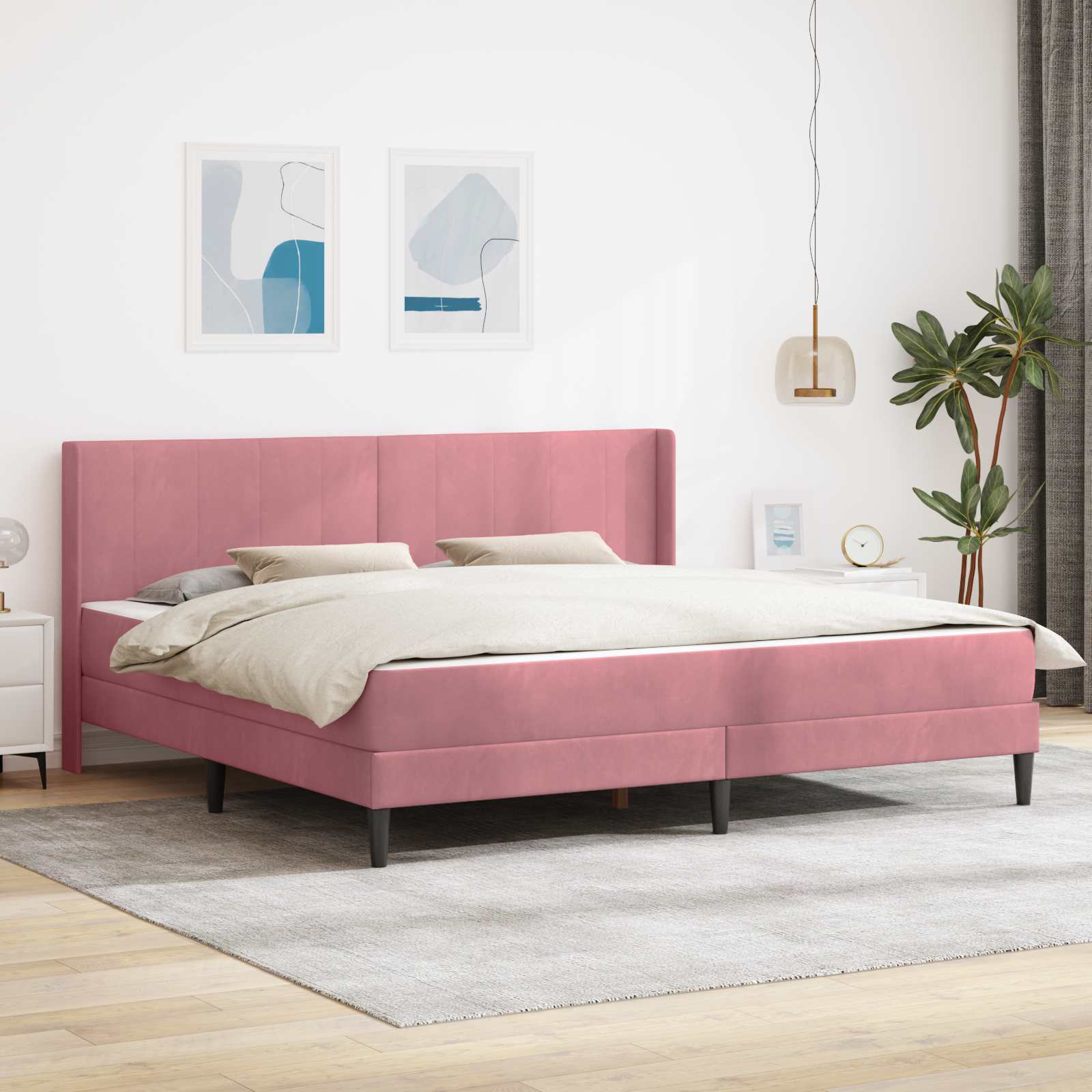 Struttura letto con materasso con testiera 2 pcs Rosa Velluto 3414888
