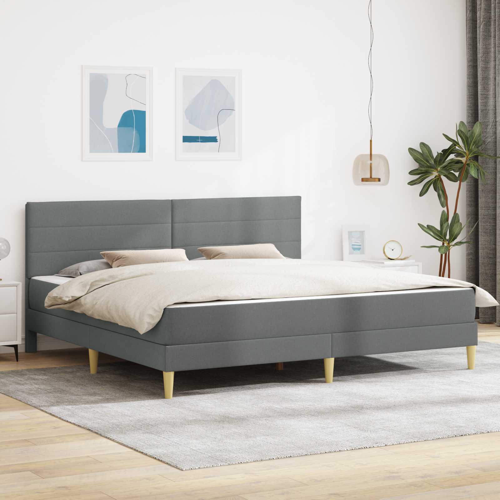 Struttura del letto Grigio scuro 200 x 200 cm Poliestere 3414975