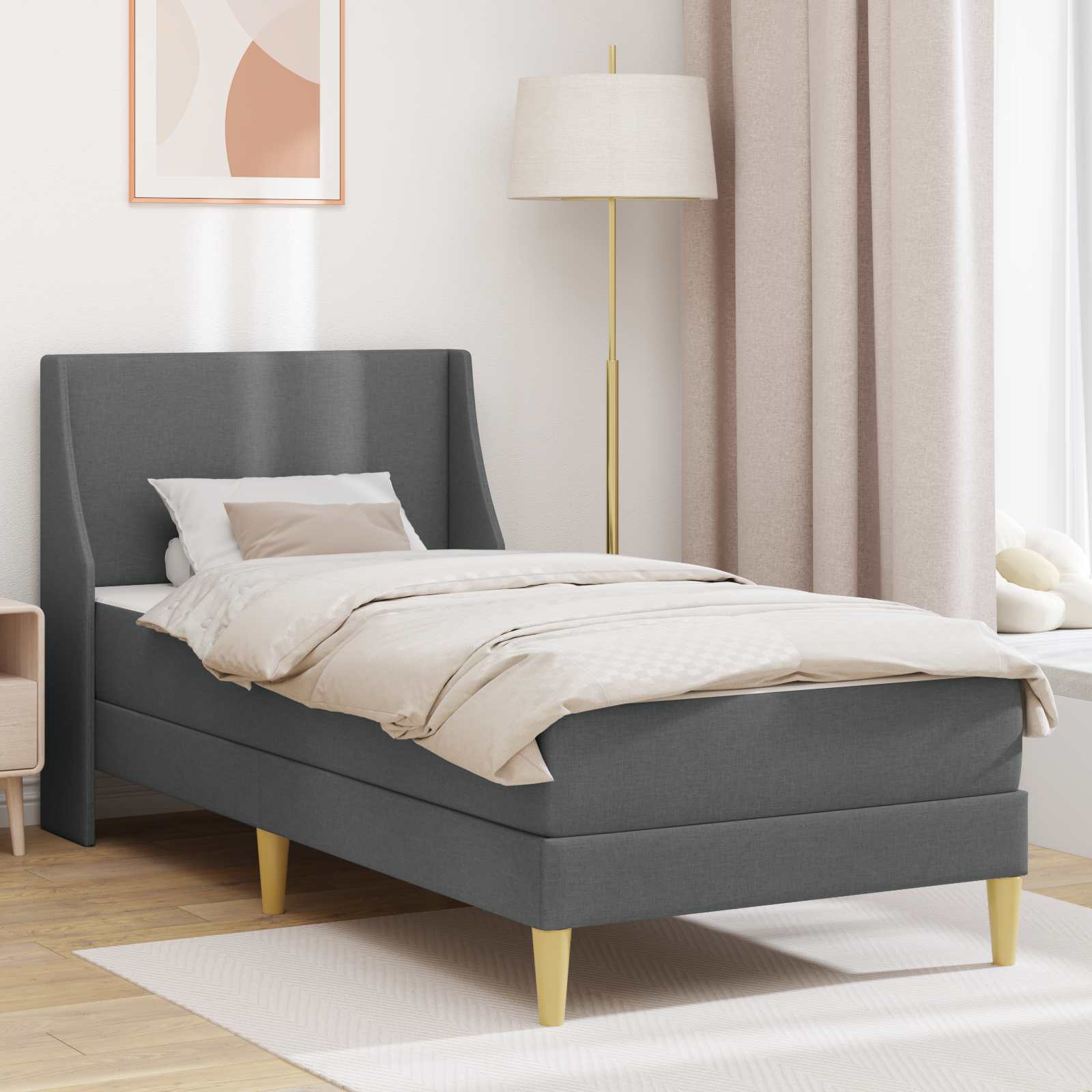 Struttura letto con materasso 2 pcs Grigio scuro Tessuto 3415339