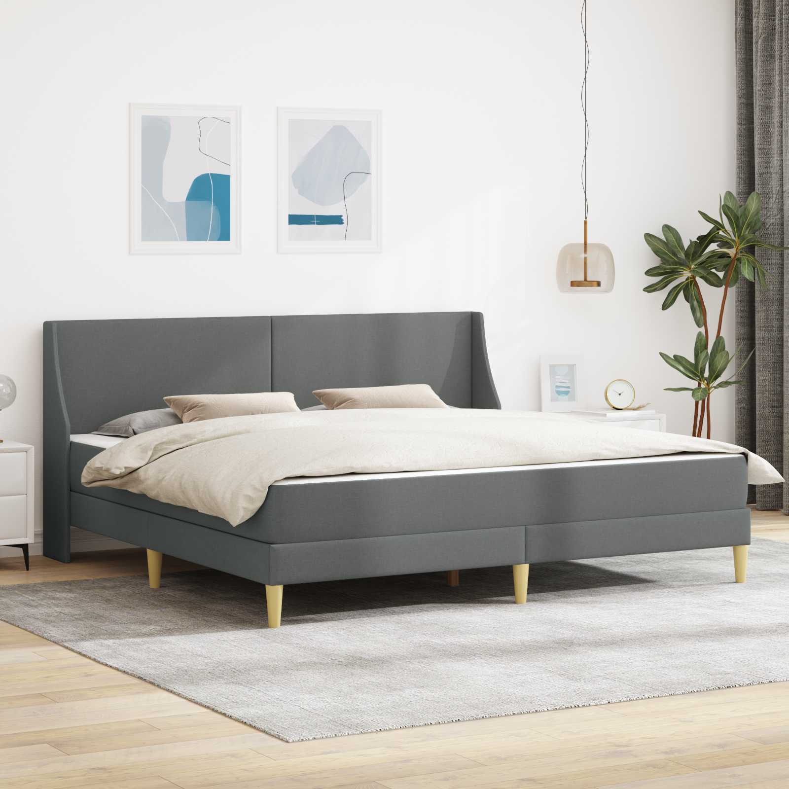 Struttura letto con materasso 2 pcs Grigio scuro Tessuto 3415340