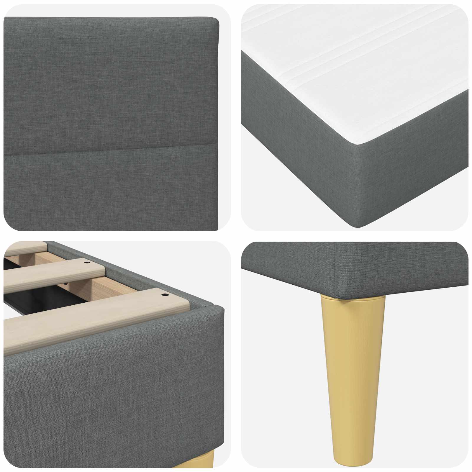 Struttura letto con materasso 2 pcs Grigio scuro 90 x 190 cm 3415351