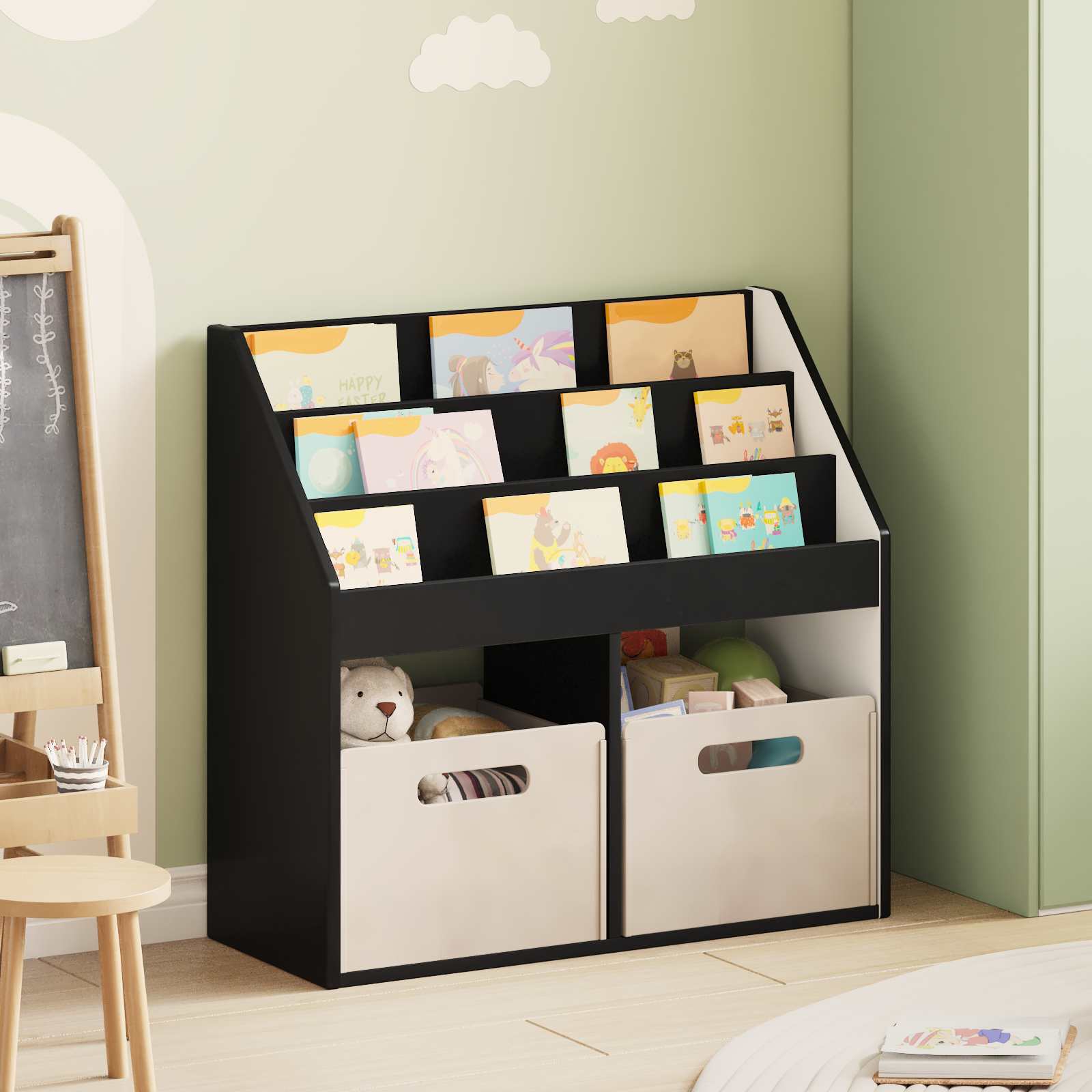 Libreria per Bambini Nero 72,5 x 29,5 x 69 cm Legno multistrato 892380