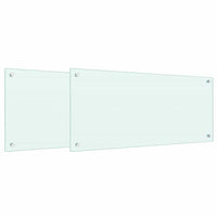 Rivestimento da Cucina 2 pz-Set di 2 Paraschizzi per Cucina Bianco 90 x 40 cm vetro temperato 417884