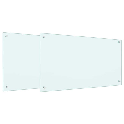 Rivestimento da Cucina 2 pz-Set di 2 Paraschizzi per Cucina Bianco 90 x 50 cm vetro temperato 107212