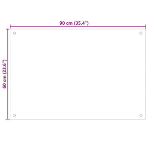 Rivestimento da Cucina 2 pz-Set di 2 Paraschizzi per Cucina Bianco 90 x 60 cm vetro temperato 438037
