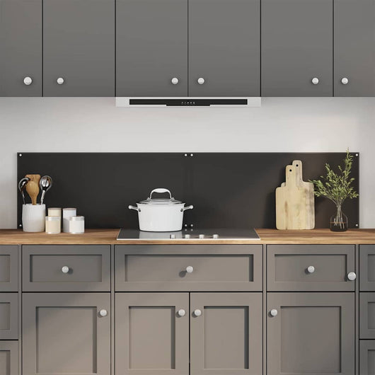 Rivestimento da Cucina 2 pz-Set di 2 Paraschizzi per Cucina Nero 90 x 40 cm vetro temperato 992883