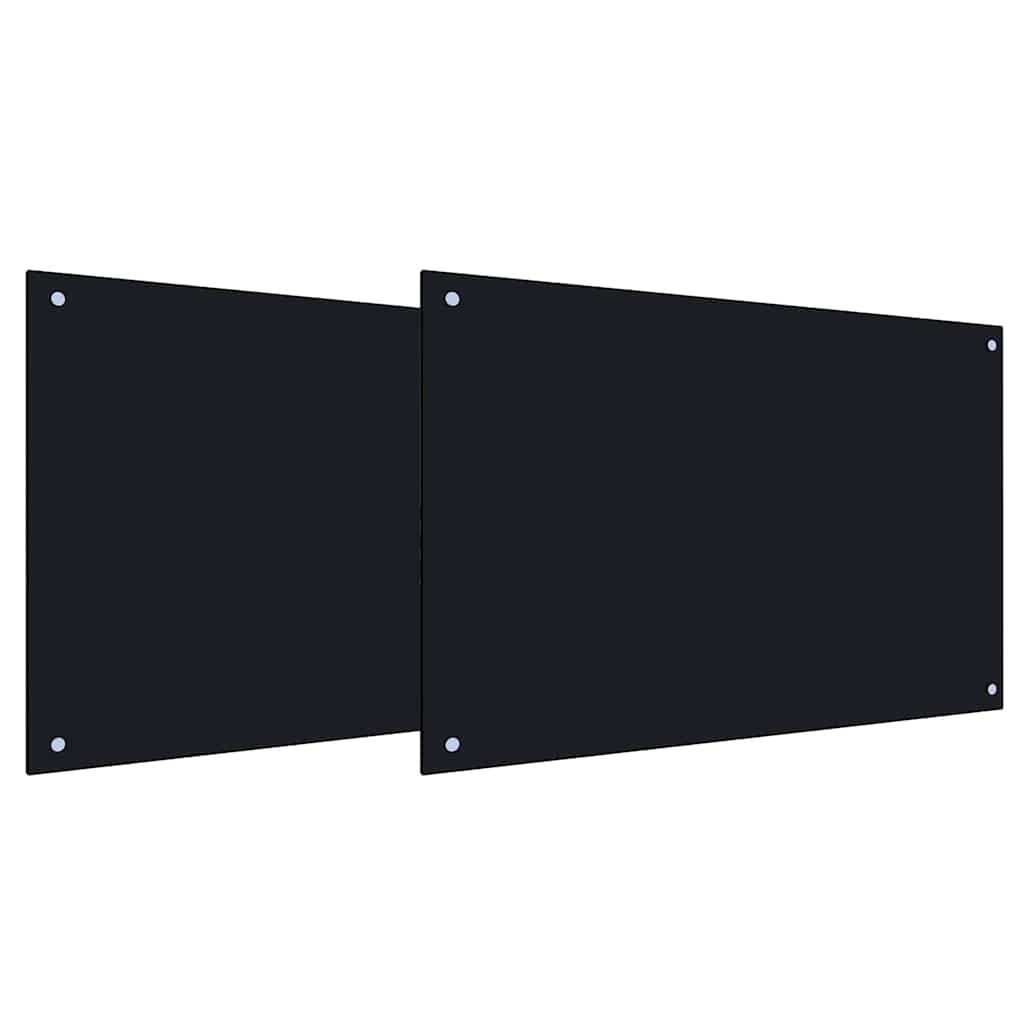 Paraspifferi da cucina 2 pcs Nero 90 x 50 cm Vetro Temperato 3415438