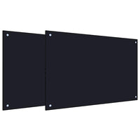 Rivestimento da Cucina 2 pz-Set di 2 Paraschizzi per Cucina Nero 90 x 60 cm vetro temperato 652581