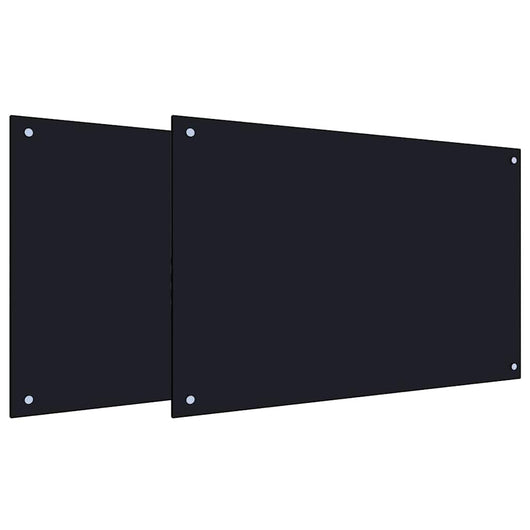 Rivestimento da Cucina 2 pz-Set di 2 Paraschizzi per Cucina Nero 90 x 60 cm vetro temperato 652581