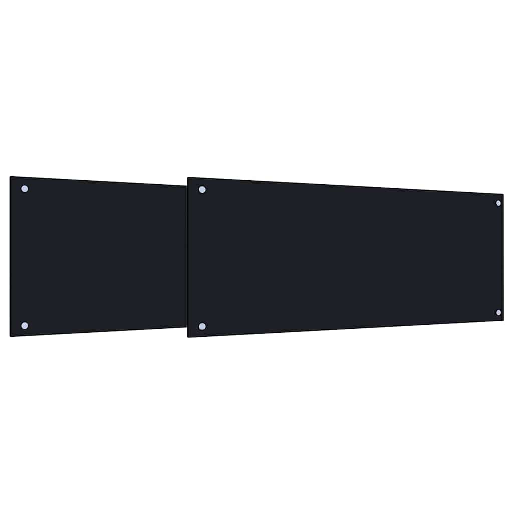 Rivestimento da Cucina 2 pz-Set di 2 Paraschizzi per Cucina Nero 100 x 40 cm vetro temperato 384348