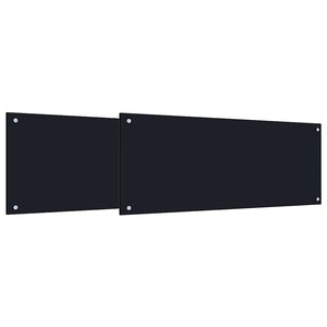 Rivestimento da Cucina 2 pz-Set di 2 Paraschizzi per Cucina Nero 100 x 40 cm vetro temperato 384348