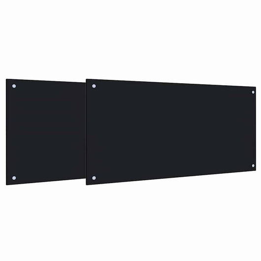 Rivestimento da Cucina 2 pz-Set di 2 Paraschizzi per Cucina Nero 100 x 50 cm vetro temperato 285004