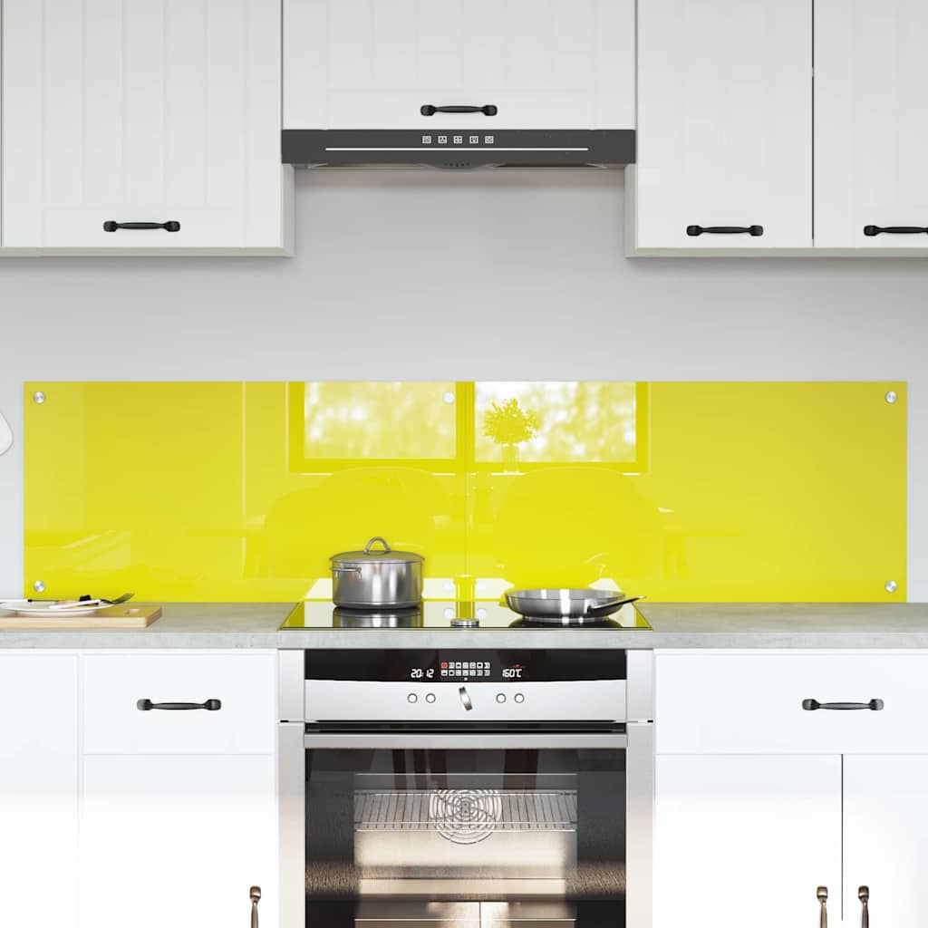 Rivestimento da Cucina 2 pz-Set di 2 Paraschizzi per Cucina Giallo 80 x 40 cm vetro temperato