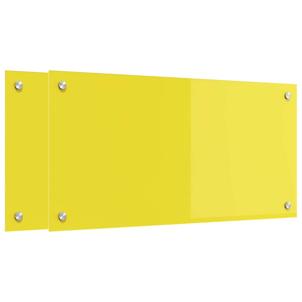 Rivestimento da Cucina 2 pz-Set di 2 Paraschizzi per Cucina Giallo 80 x 40 cm vetro temperato