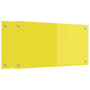 Rivestimento da Cucina 2 pz-Set di 2 Paraschizzi per Cucina Giallo 80 x 40 cm vetro temperato