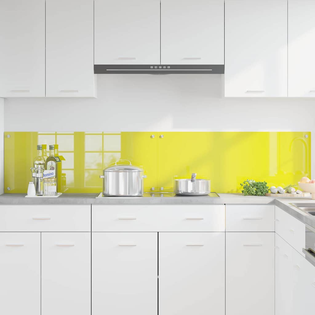Rivestimento da Cucina 2 pz-Set di 2 Paraschizzi per Cucina Giallo 100 x 40 cm vetro temperato