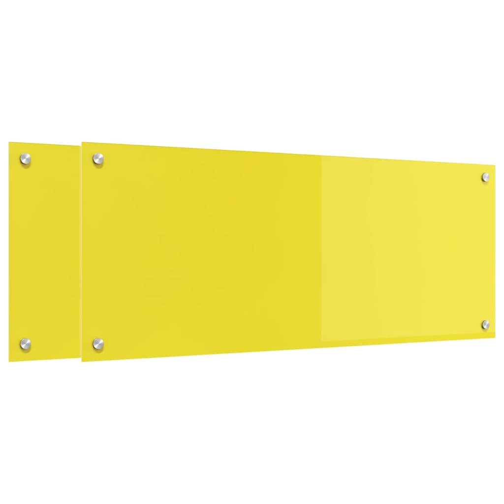 Rivestimento da Cucina 2 pz-Set di 2 Paraschizzi per Cucina Giallo 100 x 40 cm vetro temperato