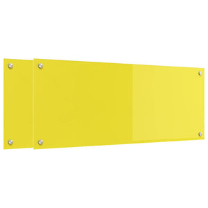 Rivestimento da Cucina 2 pz-Set di 2 Paraschizzi per Cucina Giallo 100 x 40 cm vetro temperato