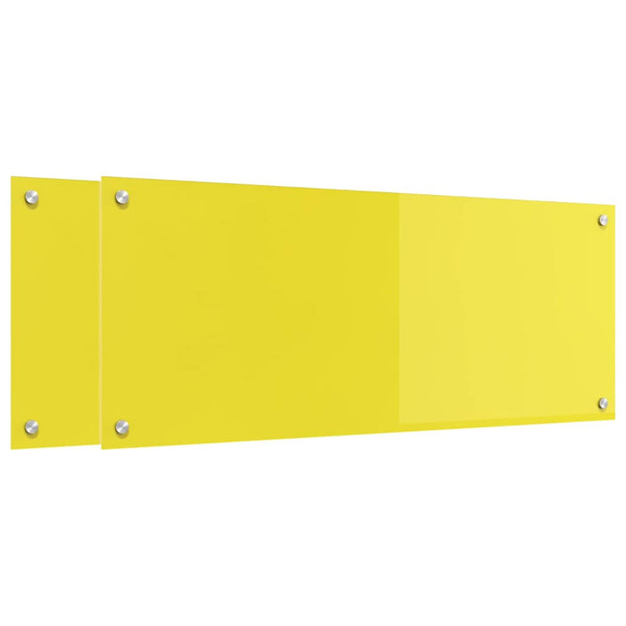 Rivestimento da Cucina 2 pz-Set di 2 Paraschizzi per Cucina Giallo 100 x 40 cm vetro temperato