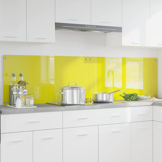 Rivestimento da Cucina 2 pz-Set di 2 Paraschizzi per Cucina Giallo 100 x 50 cm vetro temperato