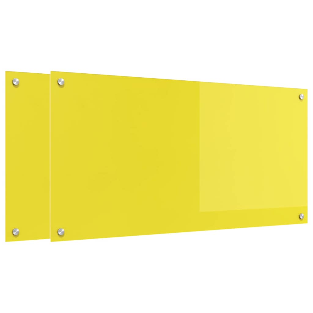 Rivestimento da Cucina 2 pz-Set di 2 Paraschizzi per Cucina Giallo 100 x 50 cm vetro temperato