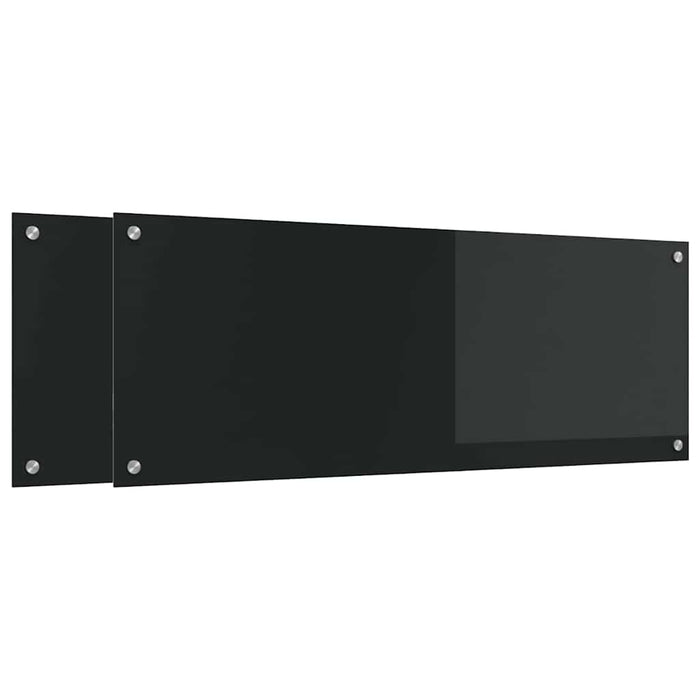 Rivestimento da Cucina 2 pz-Set di 2 Paraschizzi per Cucina Nero 110 x 40 cm vetro temperato