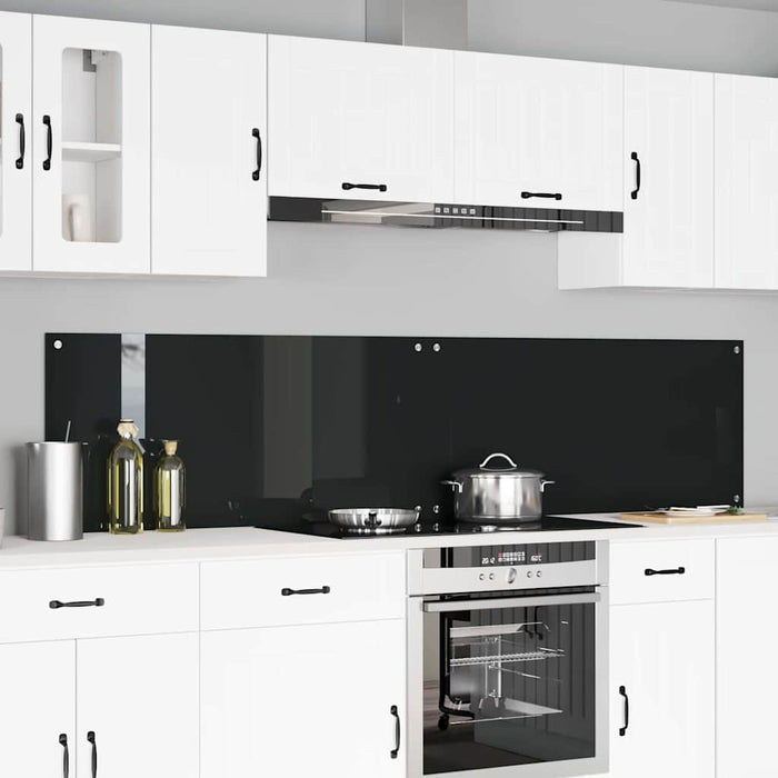Rivestimento da Cucina 2 pz-Set di 2 Paraschizzi per Cucina Nero 110 x 50 cm vetro temperato