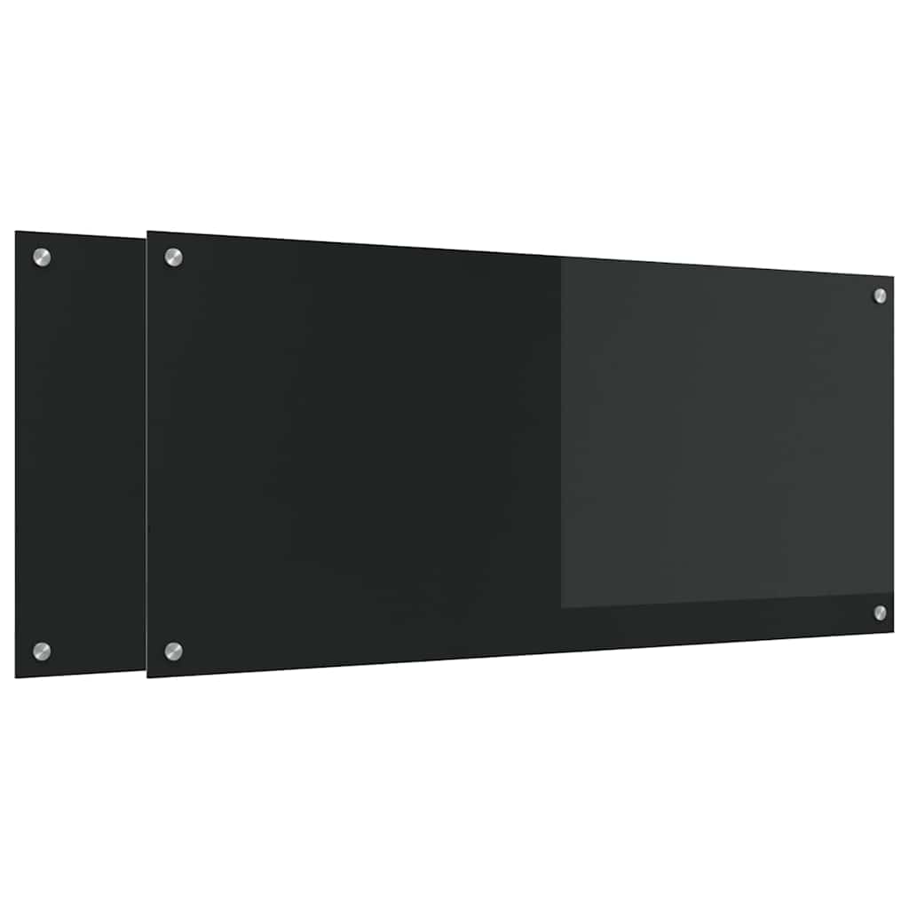 Rivestimento da Cucina 2 pz-Set di 2 Paraschizzi per Cucina Nero 110 x 50 cm vetro temperato