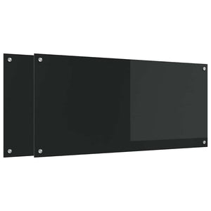Rivestimento da Cucina 2 pz-Set di 2 Paraschizzi per Cucina Nero 110 x 50 cm vetro temperato