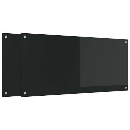 Rivestimento da Cucina 2 pz-Set di 2 Paraschizzi per Cucina Nero 110 x 50 cm vetro temperato