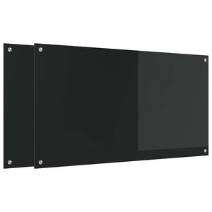 Rivestimento da Cucina 2 pz-Set di 2 Paraschizzi per Cucina Nero 110 x 60 cm vetro temperato
