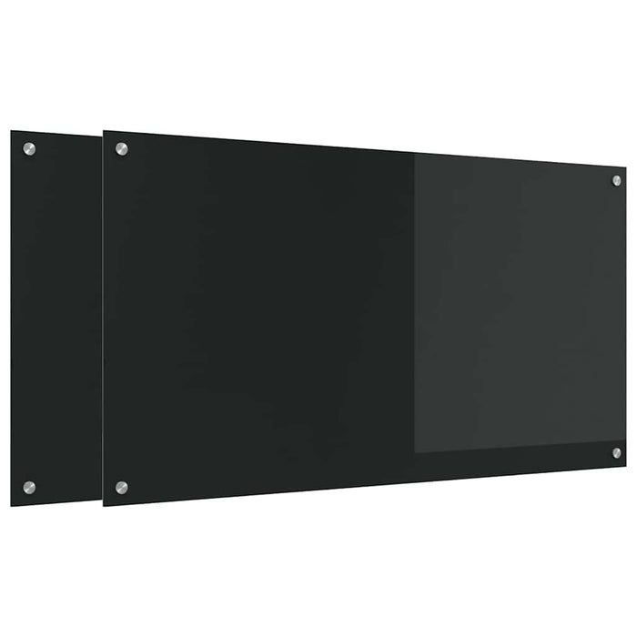 Rivestimento da Cucina 2 pz-Set di 2 Paraschizzi per Cucina Nero 110 x 60 cm vetro temperato