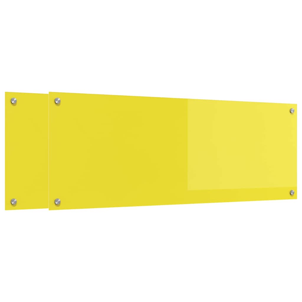 Rivestimento da Cucina 2 pz-Set di 2 Paraschizzi per Cucina Giallo 110 x 40 cm vetro temperato
