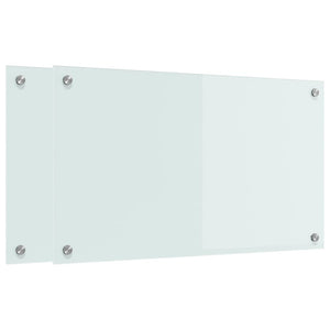 Rivestimento da Cucina 2 pz-Set di 2 Paraschizzi per Cucina Bianco 70 x 40 cm vetro temperato