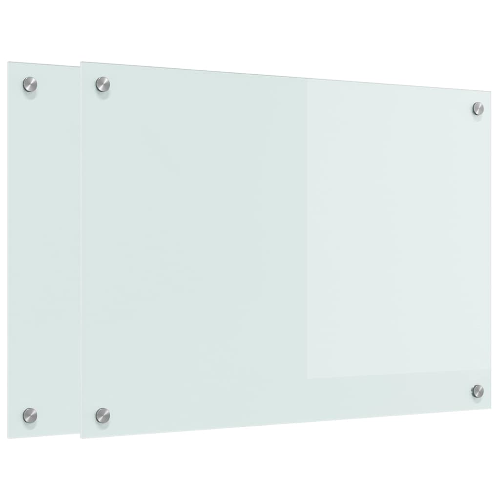 Rivestimento da Cucina 2 pz-Set di 2 Paraschizzi per Cucina Bianco 70 x 50 cm vetro temperato