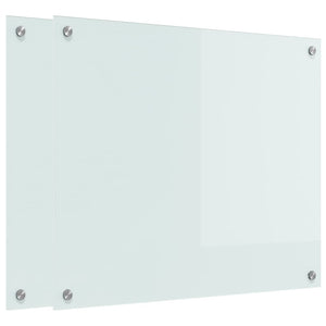 Rivestimento da Cucina 2 pz-Set di 2 Paraschizzi per Cucina Bianco 70 x 60 cm vetro temperato