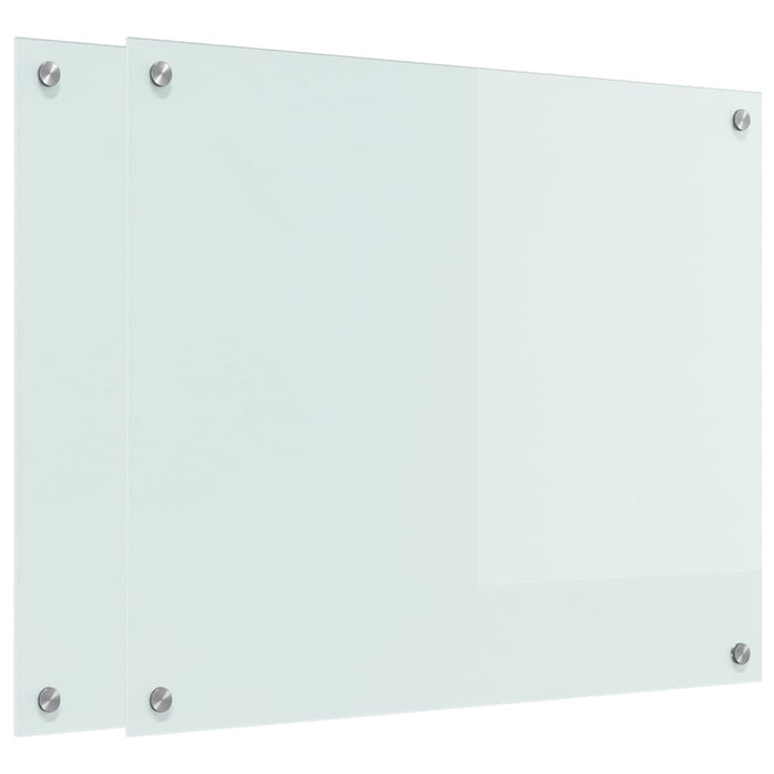 Rivestimento da Cucina 2 pz-Set di 2 Paraschizzi per Cucina Bianco 70 x 60 cm vetro temperato