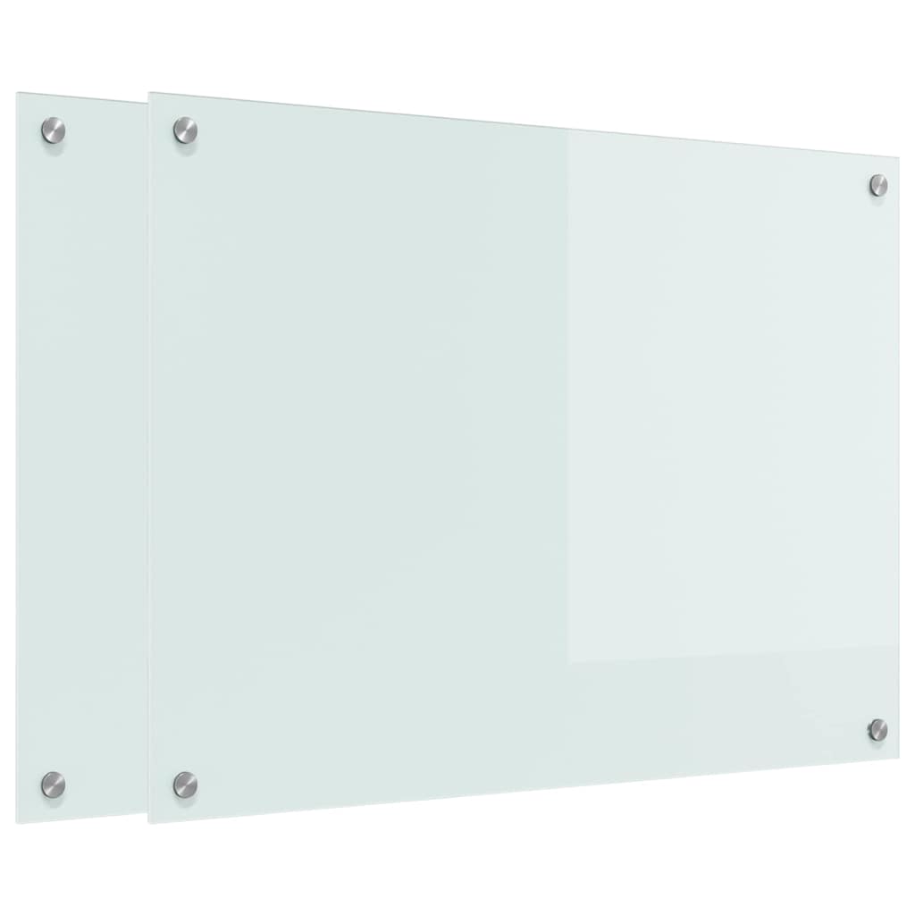 Rivestimento da Cucina 2 pz-Set di 2 Paraschizzi per Cucina Bianco 80 x 60 cm vetro temperato